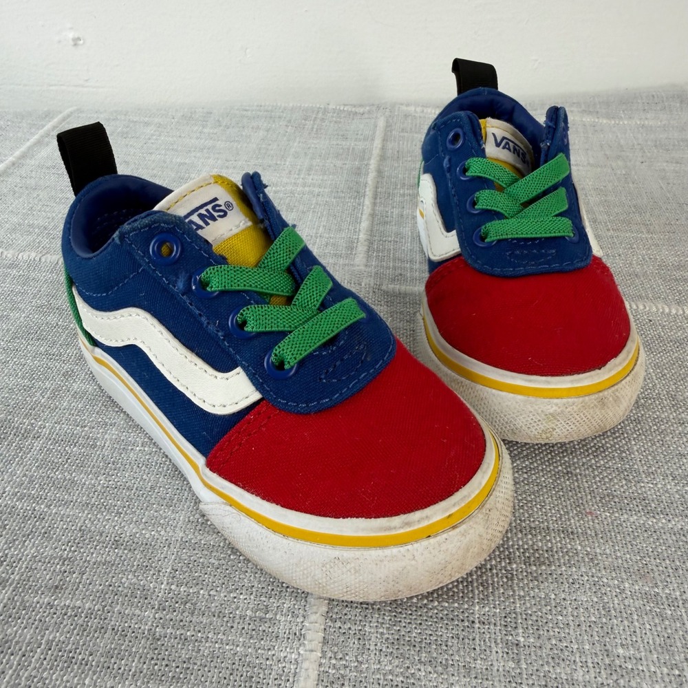 Vans Colorblock Toddler 5 Shoes Red Yellow Green Skater Sneaker
